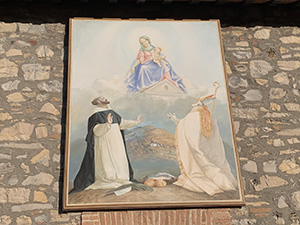 Il quadro sulla chiesa raffigurante la Madonna, S. Siro e S. Pietro